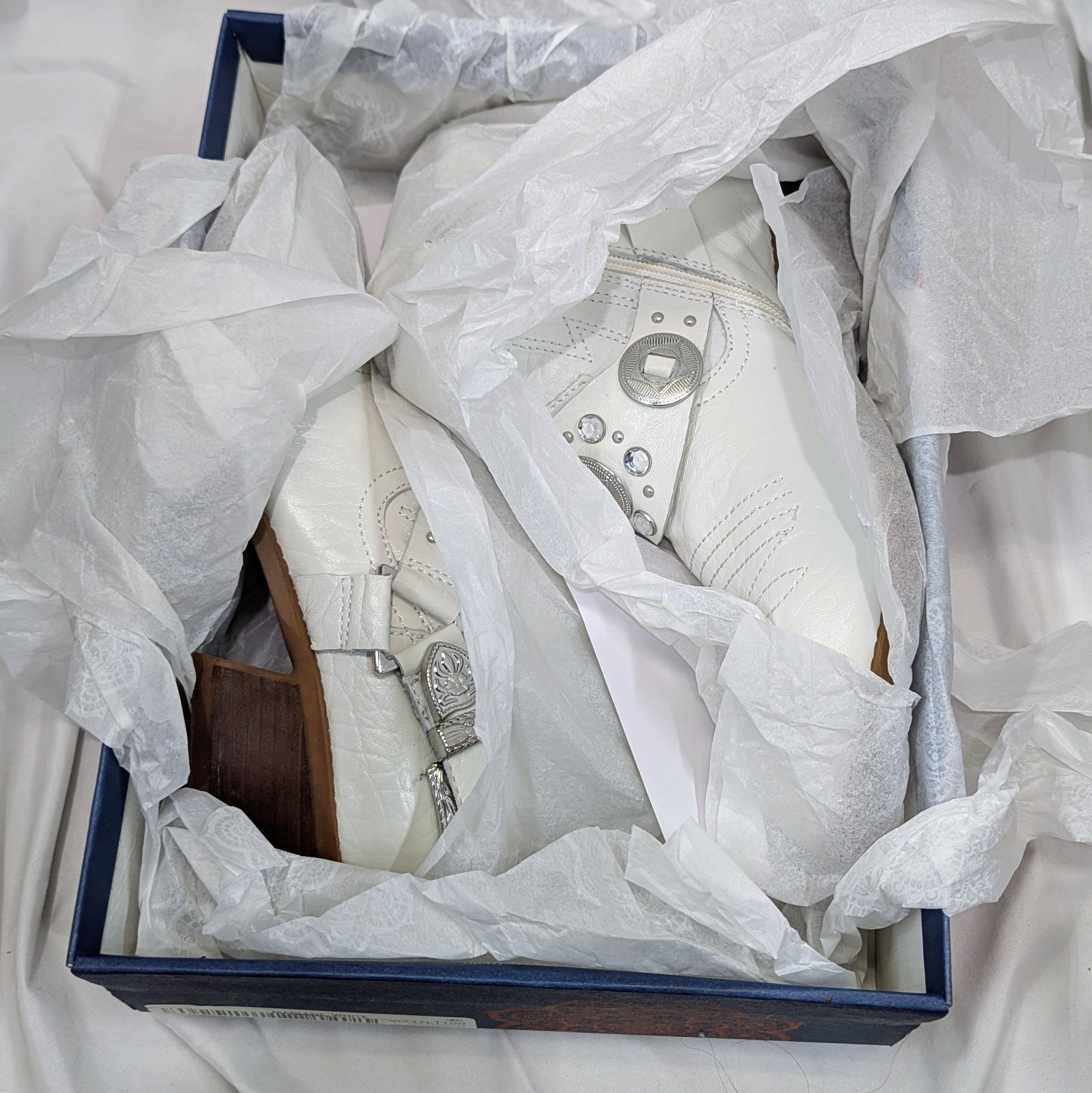 Carlos by Carlos Santana Marlene Leather Western Boots White Size 8.5 M NIB