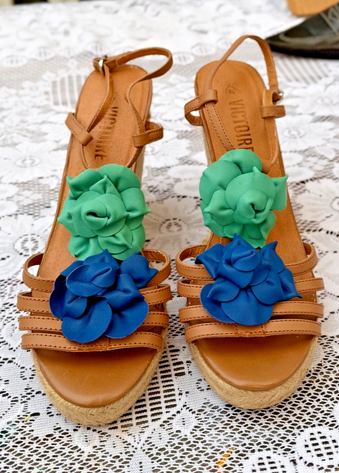 Pour La Victoire Penelulu Floral Rosette Jute Espadrille Wedges 6