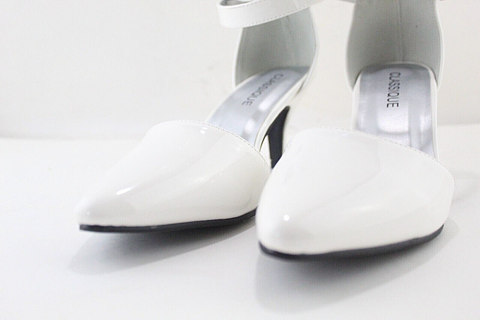 CLASSIQUE WOMENS CAMLO multi sizes 2.5 in HEEL DRESS SHOES White Patent NEW