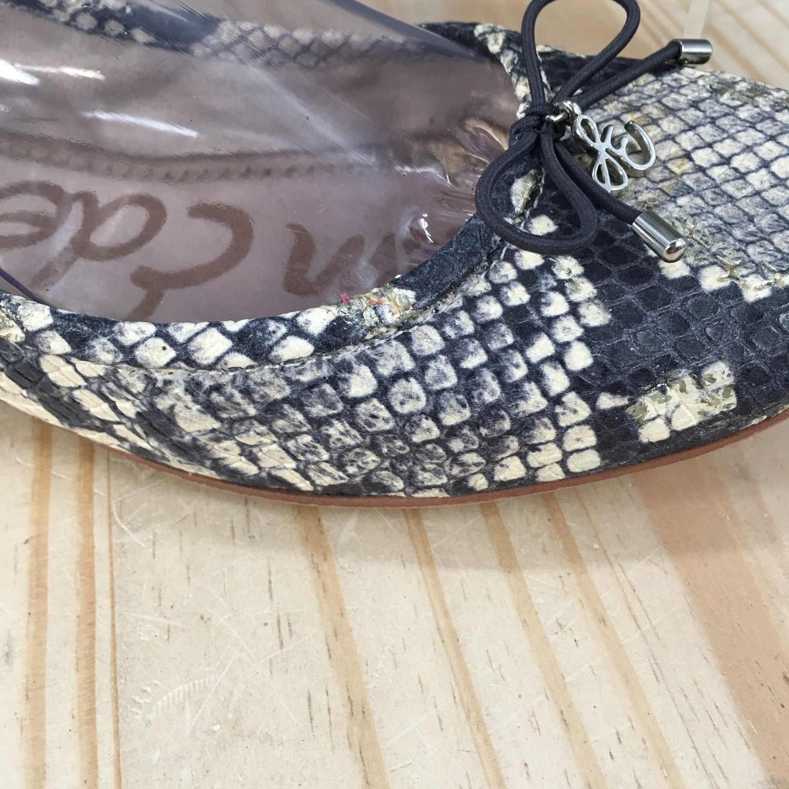 Sam Edelman Felicia Shoes Womens 7 M Snake Embossed Ballet Flats Blue White