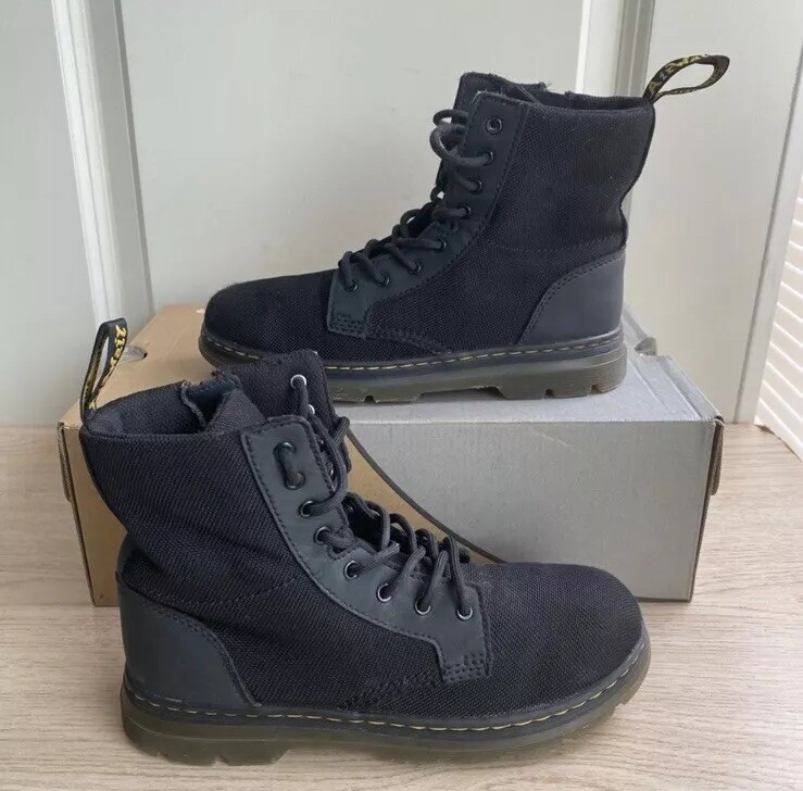 Dr. Martens Doc Combs J Black Combat Boots Canvas Zip – M 4- W 5
