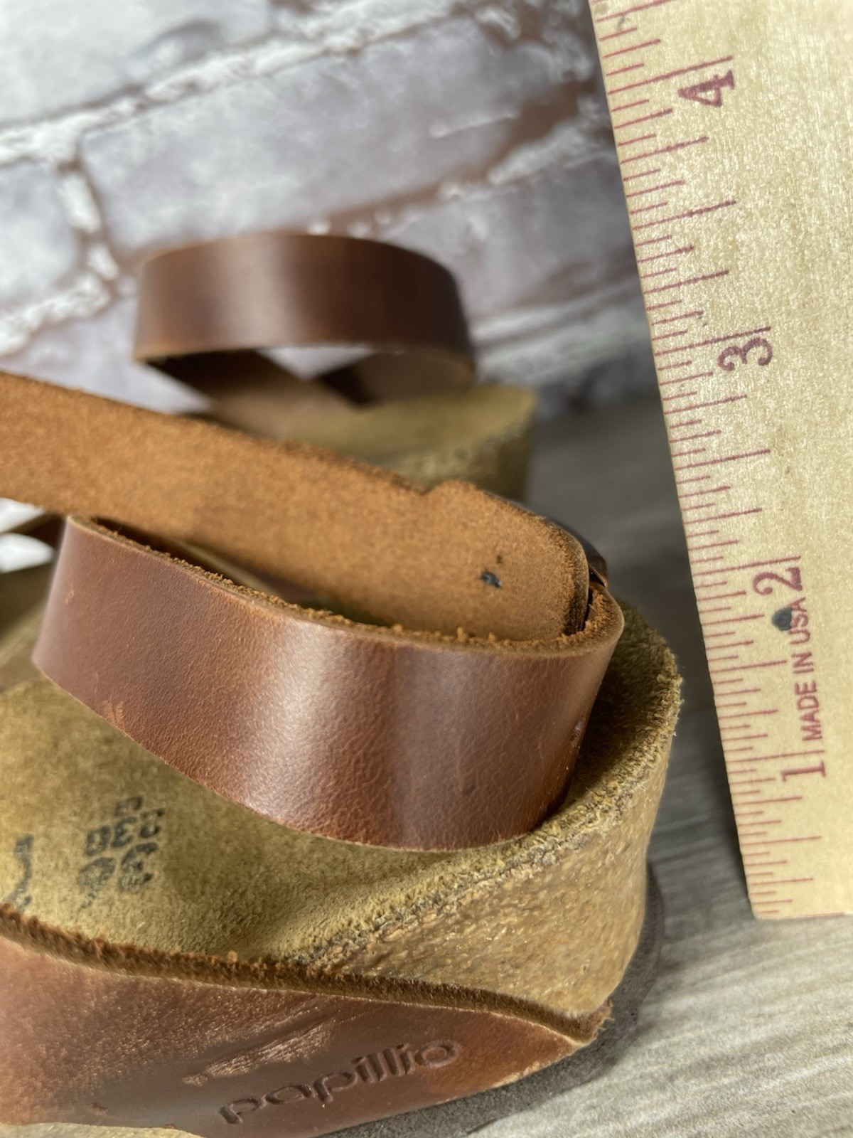 Papillio BIRKENSTOCK Lola Brown Leather Ankle Strap Sandals Women Sz 36EU/6M US