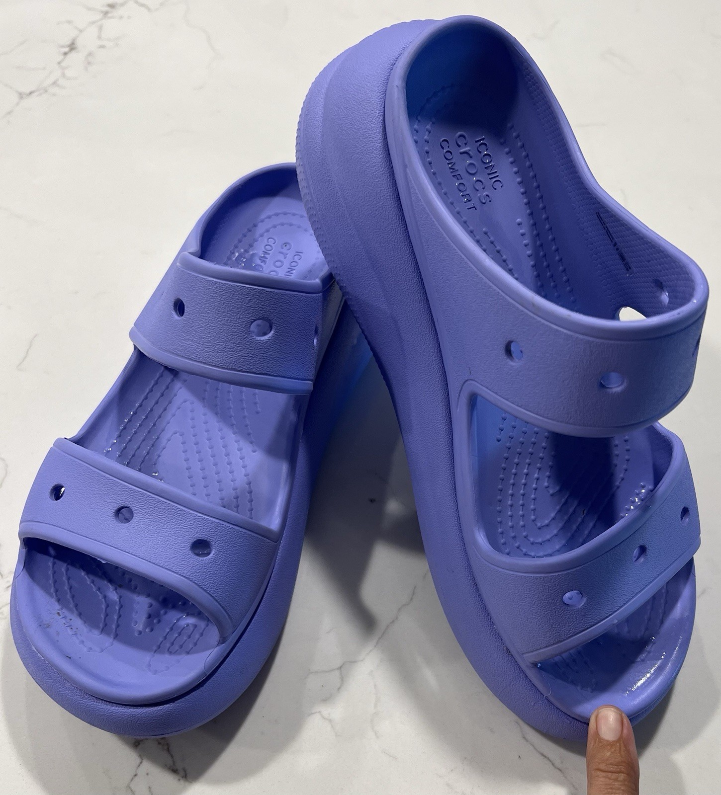 Crocs Classic CRUSH Platform Slide Sandals Moon Jelly Purple Women 7 Men 5