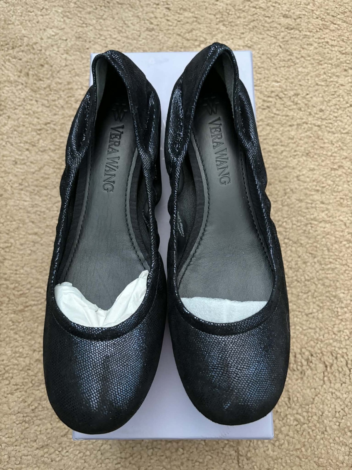 Vera Wang Lavender Lillian Ballet Flats Leather Navy Blue US 8.5 M