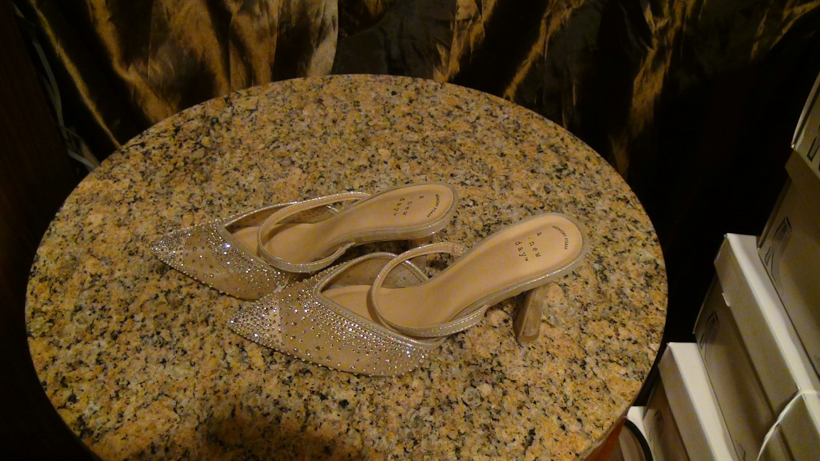 Women’s Sonia 3.25″ Stilito Heels Jeweled A New Day Size 7 Beige