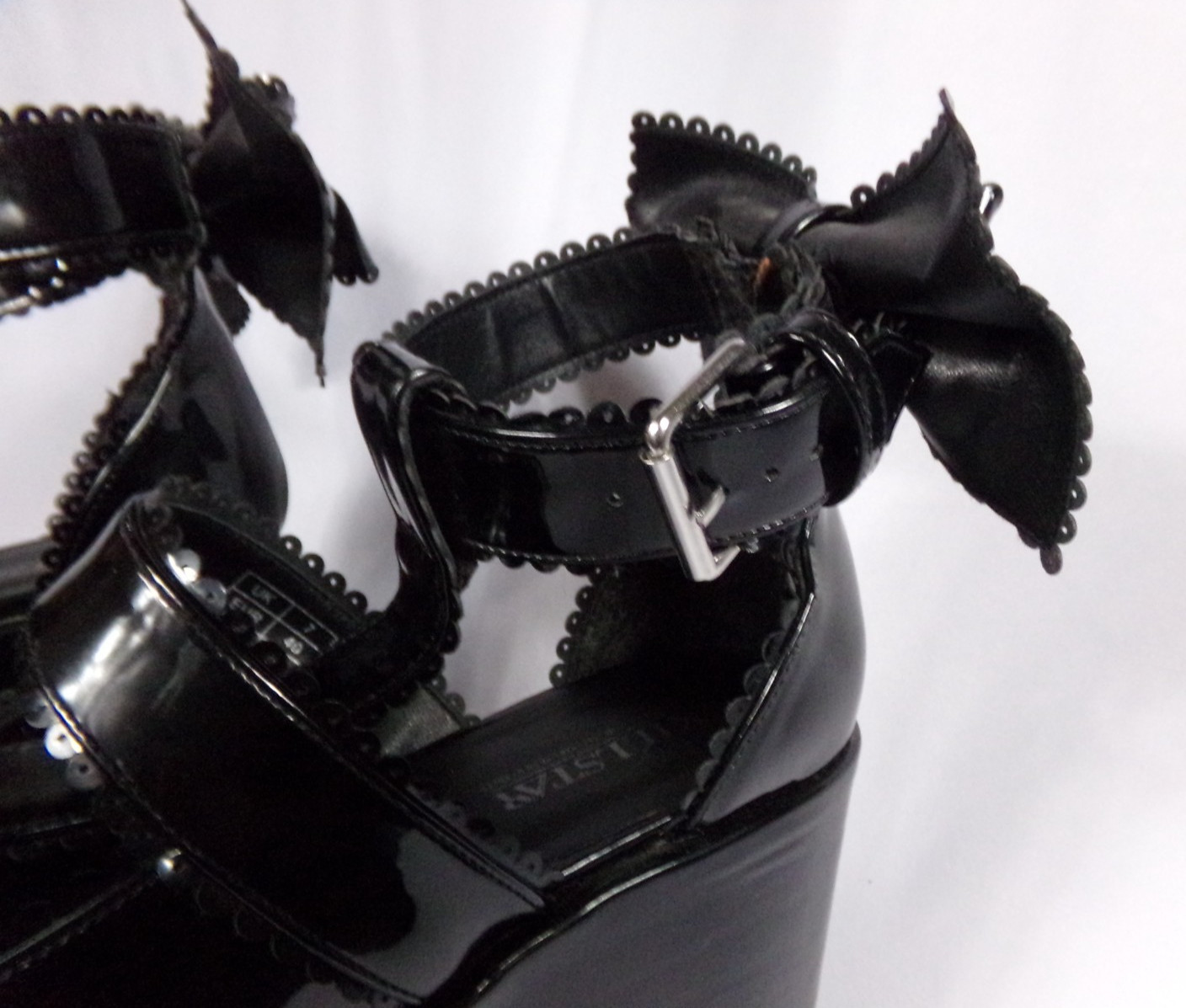 Killstar Pricilla Platforms Black Faux Leather Bow Size 9 Gothic Dark Fashion