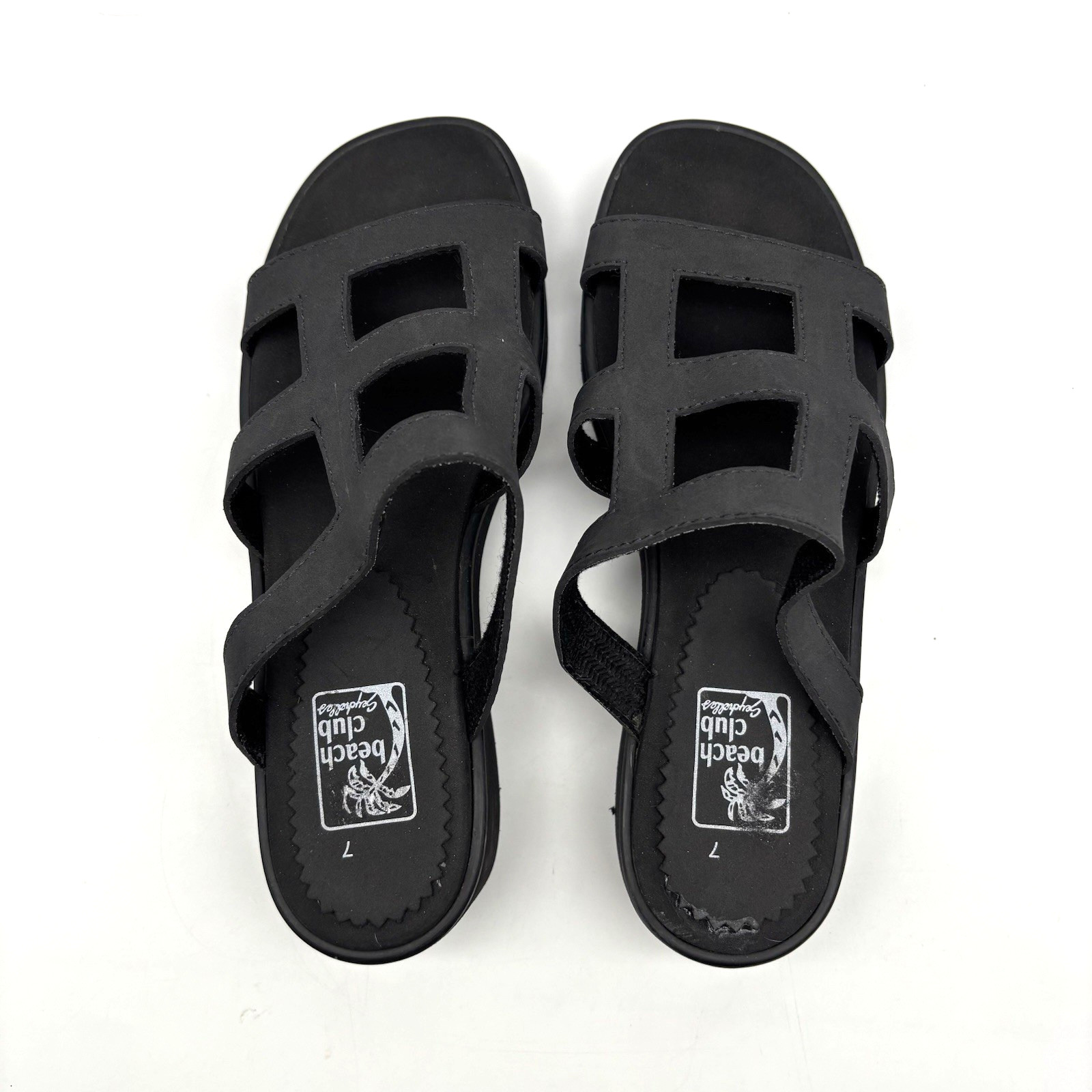 NEW Vintage Y2K Beach Club by Seychelles Black Cut-out Foam Platform Sandals 7