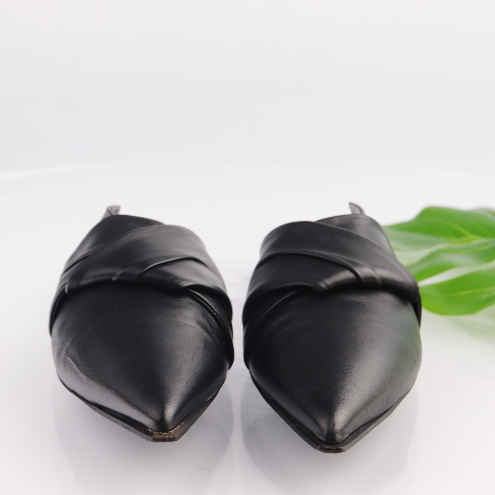 Via Spiga Womens Birgit Mules Size 8.5 M Black Leather Pointed Shoes Flats Italy
