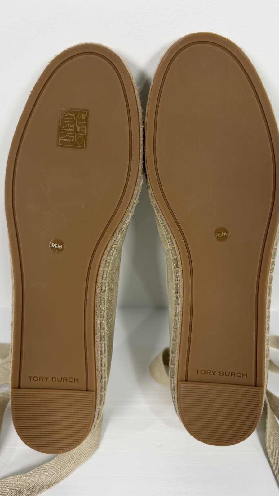 NEW W/O BOX – TORY BURCH Minnie Ballet Espadrille/ Metallic Gold Size 9.5