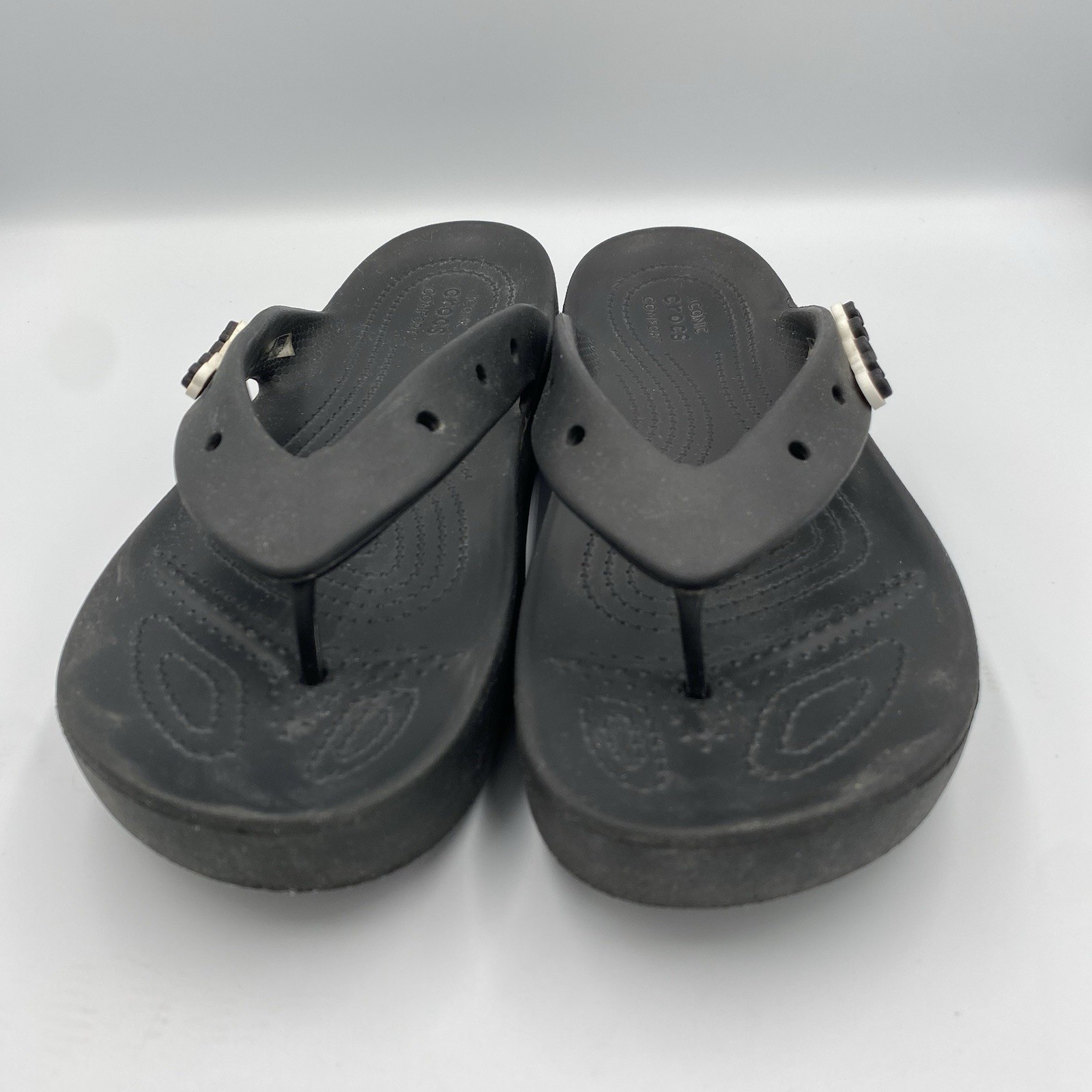 Crocs Classic Platform Flip Flop Sandals Women 11 Iconic Comfort Black Chunky