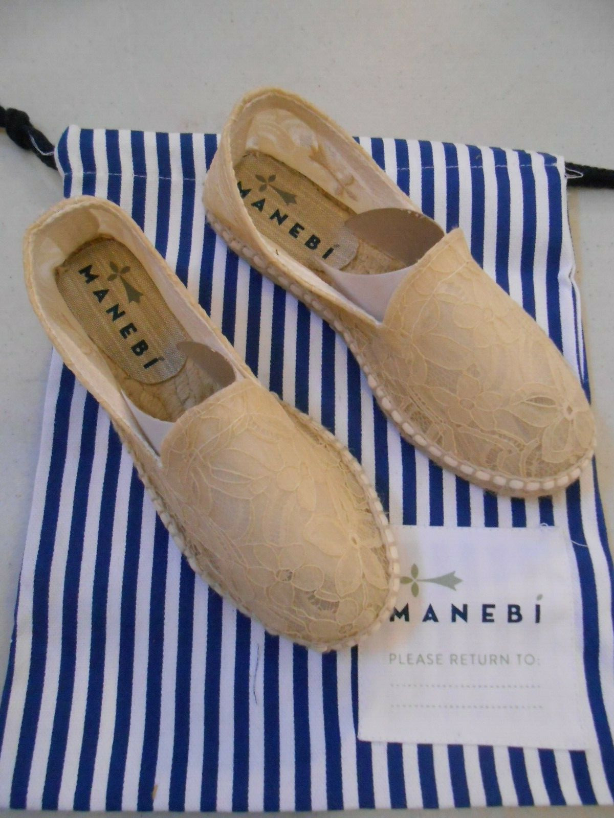 SIZE 35 MANEBI ESPADRILLE P11N00 CHAMPAGNE COLOR NEW WITH BAG SPAIN US SIZE 5