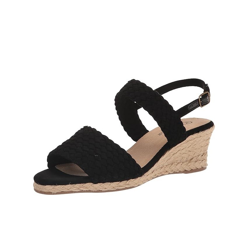 Bella Vita Womens 9 W Black Super Suede Mariella Wedge Heel Sandals NIB SN8