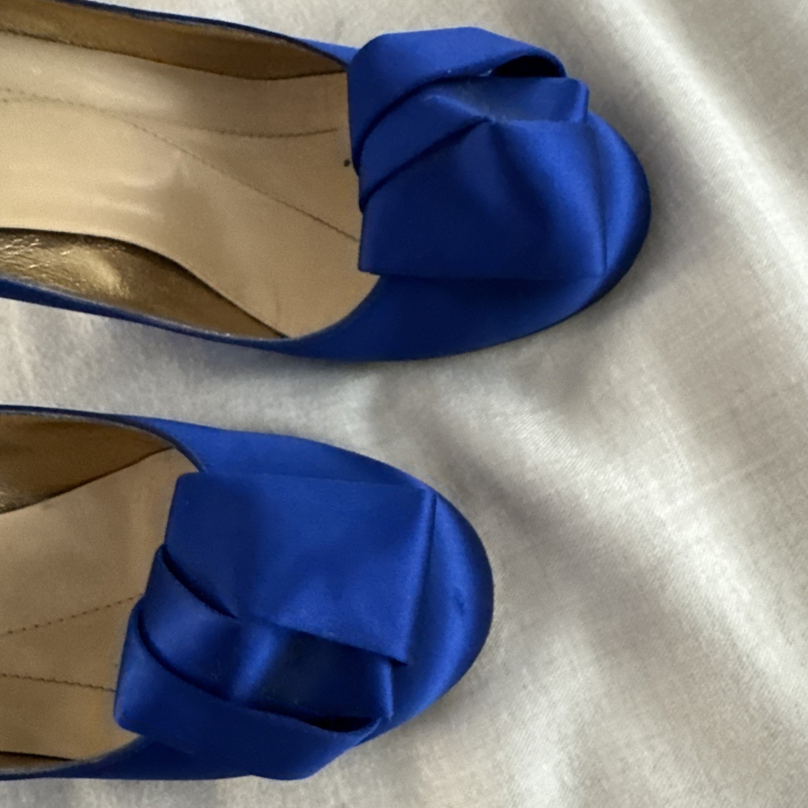 Kate Spade Royal Blue Satin Heel And With Flower