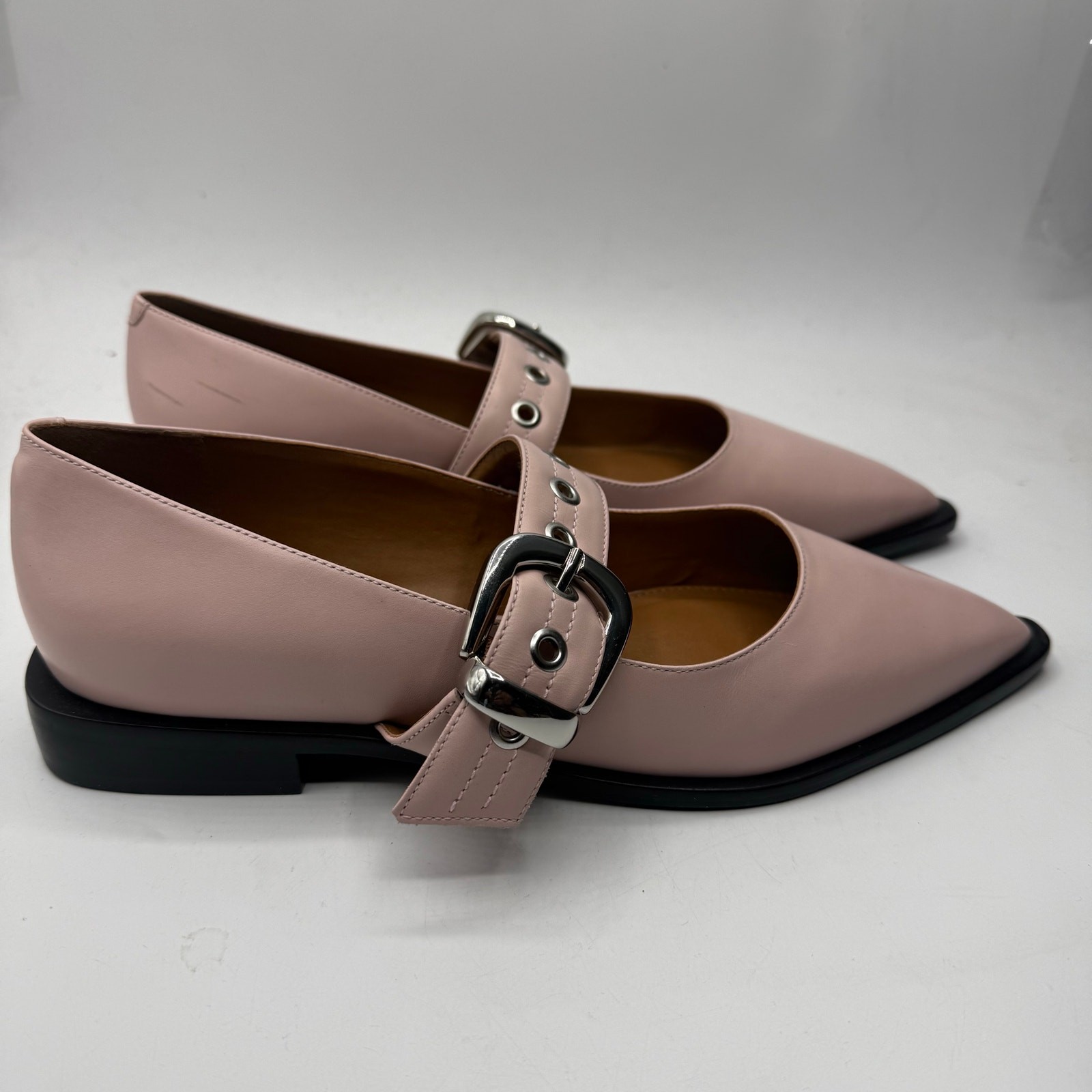 NEW Maeve Pointed-Toe Moto Mary Jane Flats Size US 9-9.5 / EU 40