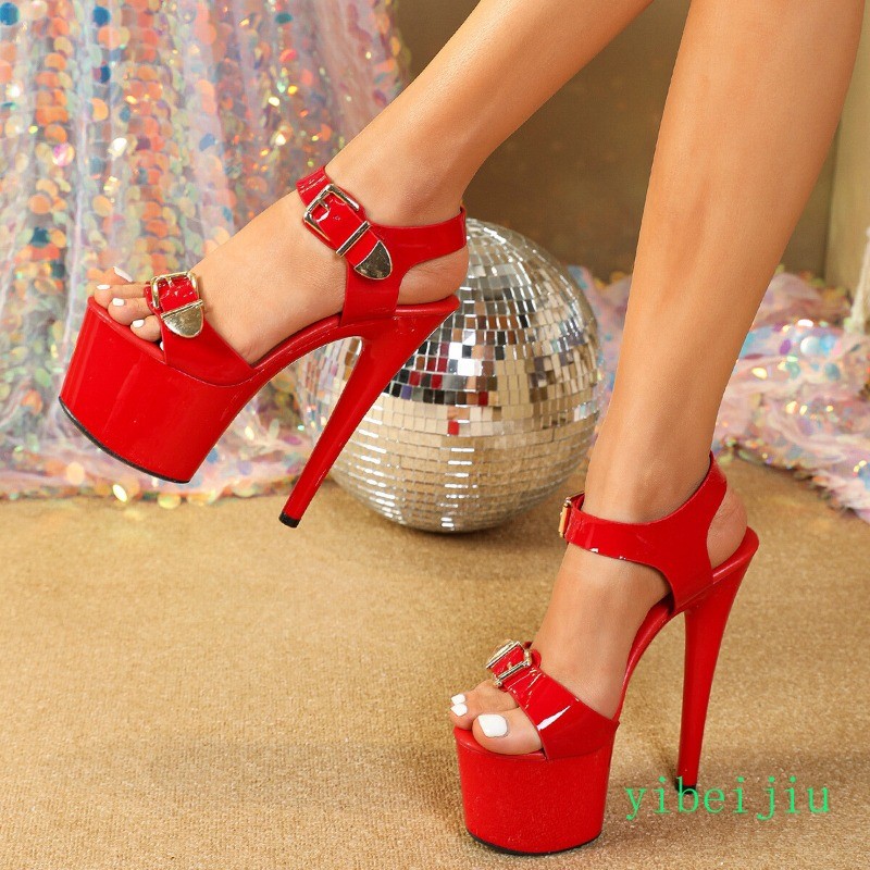 Women’s Sexy Super High Heels Stilettos Sandals Party Dress Buckle Leather Shoes