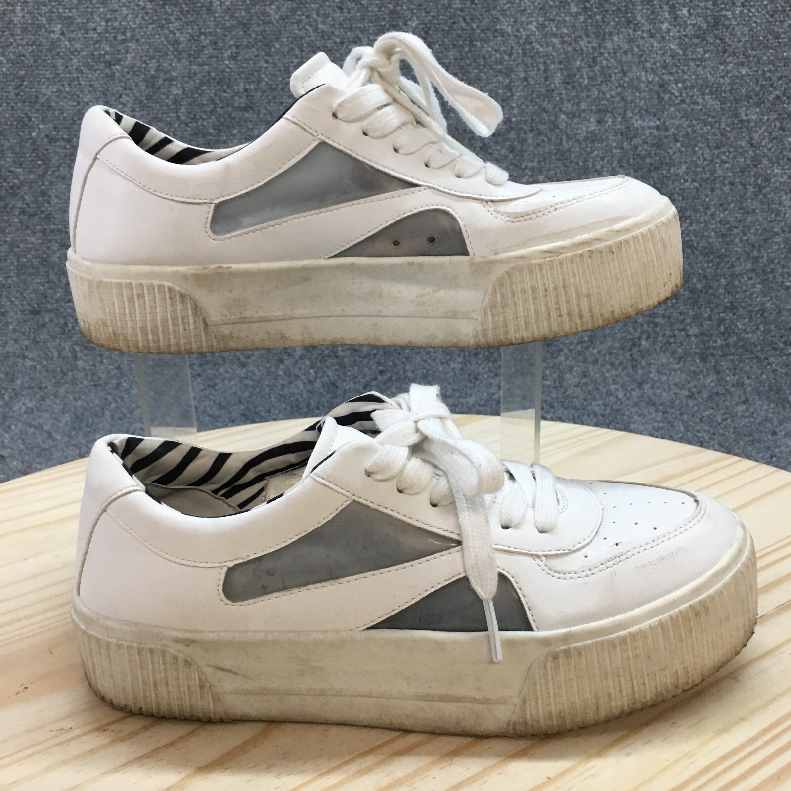 Mix No. 6 Shoes Womens 7.5 M Emmalyn Platform Sneakers White Faux Leather Casual