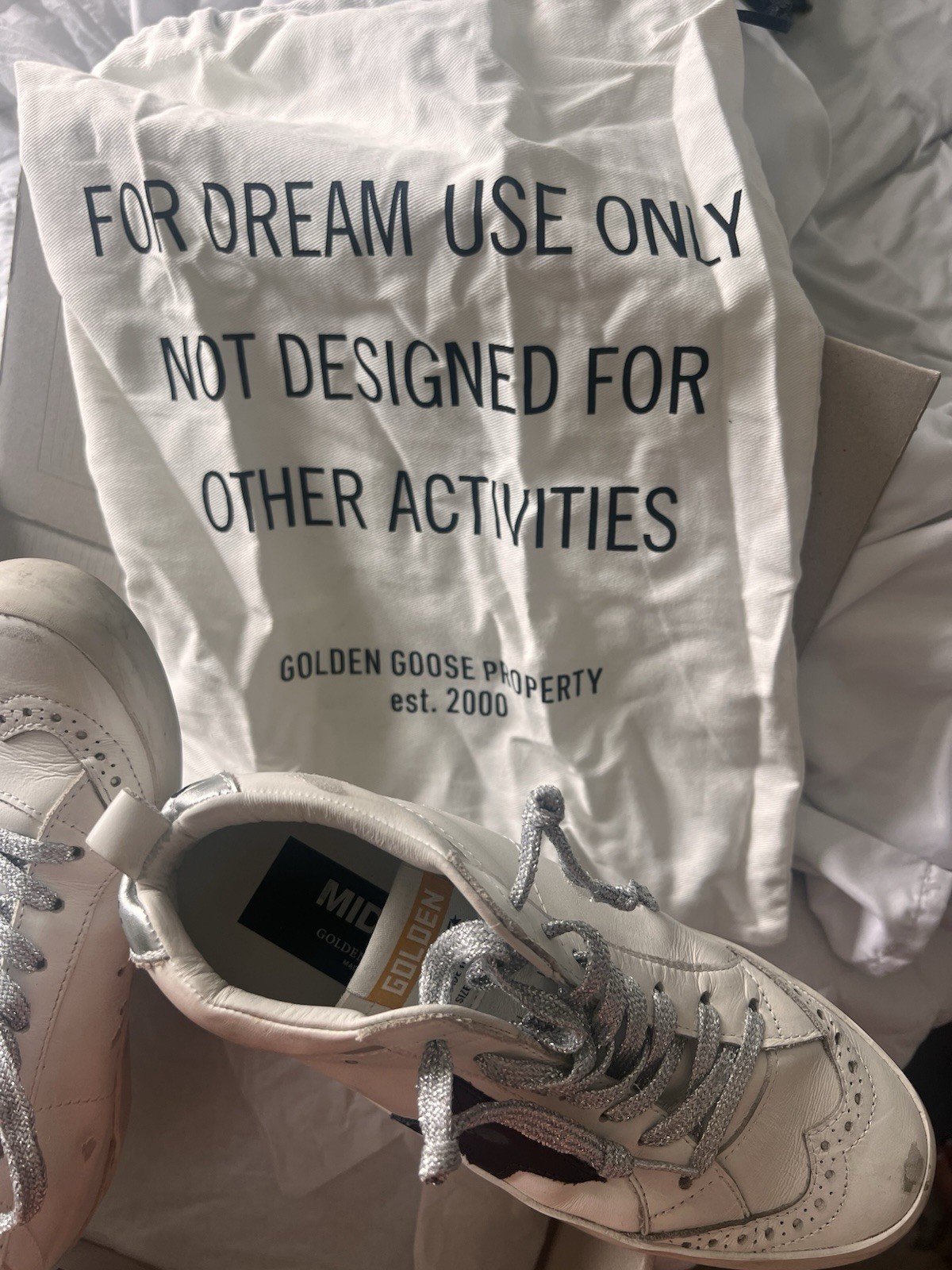 Golden Goose Mid Star Classic Women’s White/Black/Silver Sneakers