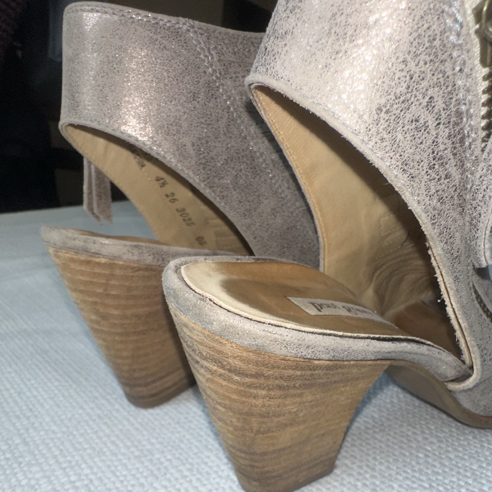 Paul Green Leather Open Toe Ankle Bootie Zip Closure Solid US 4.5