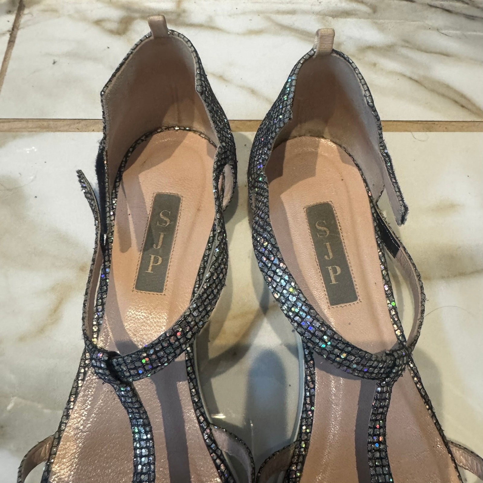 SJP by Sarah Jessica Parker Meteor Silver Scintillate Glitter Sneaker Sandals 40