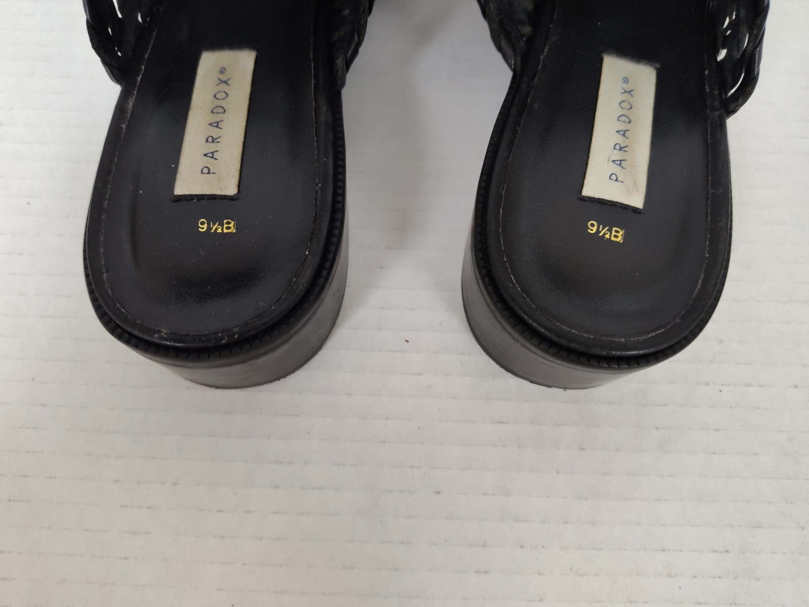 Paradox Black Leather Woven Slide Sandals Women’s Size 9.5 Shoes Made In Brazil