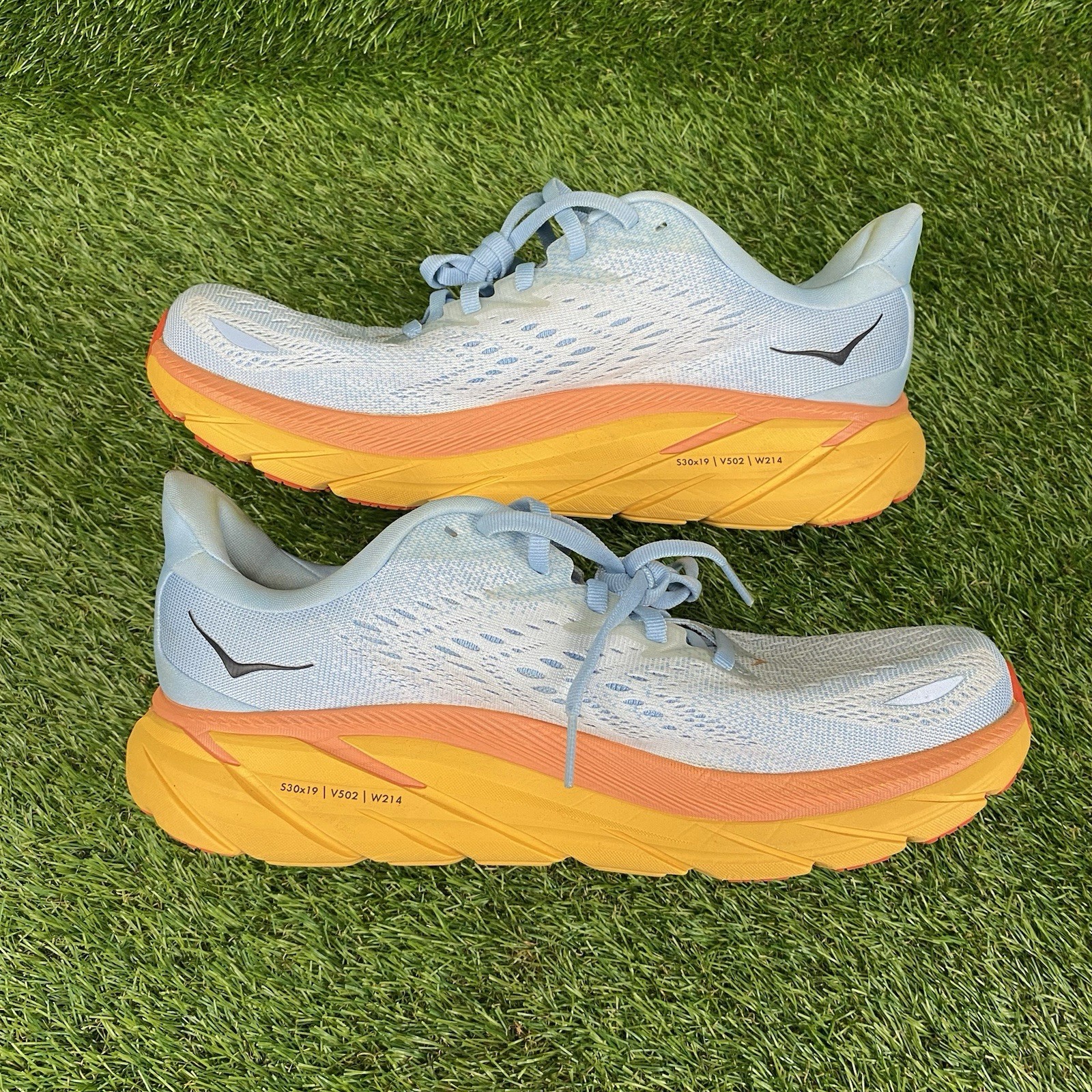 Hoka One One Clifton 8 Women’s Running Shoes Size 9.5 D Summer Song Blue/Orange