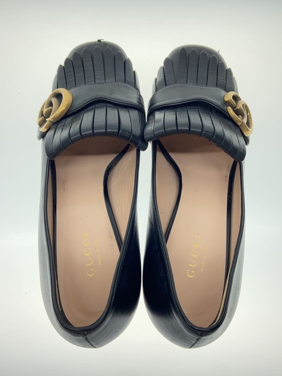 GUCCI GG Marmont Women’s Shoes Leather Heel Pumps Black US7.5 EU37.5 fringe