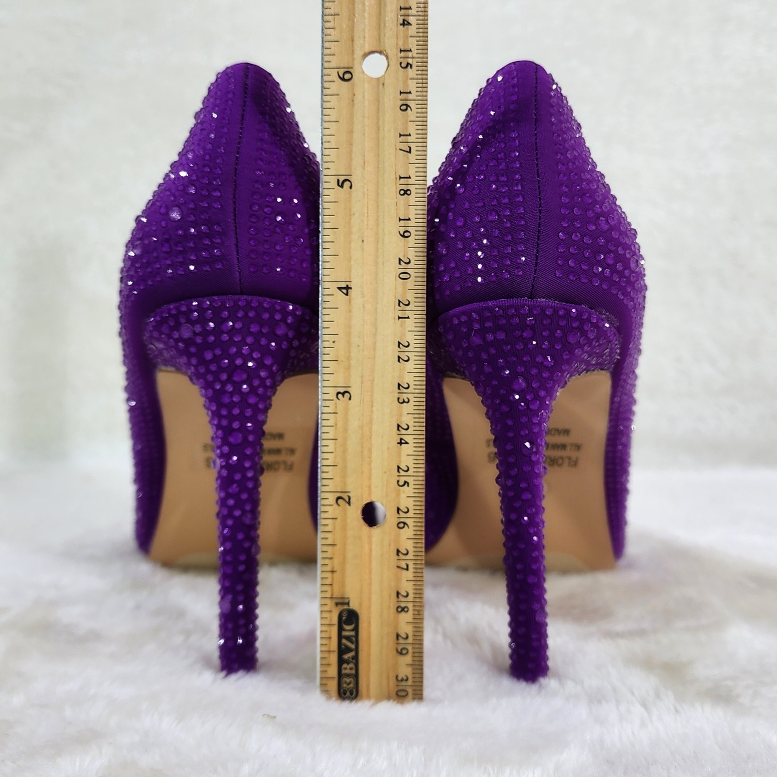 Shock Purple High Heel Stiletto Pumps Rhinestone Evening Party Shoes