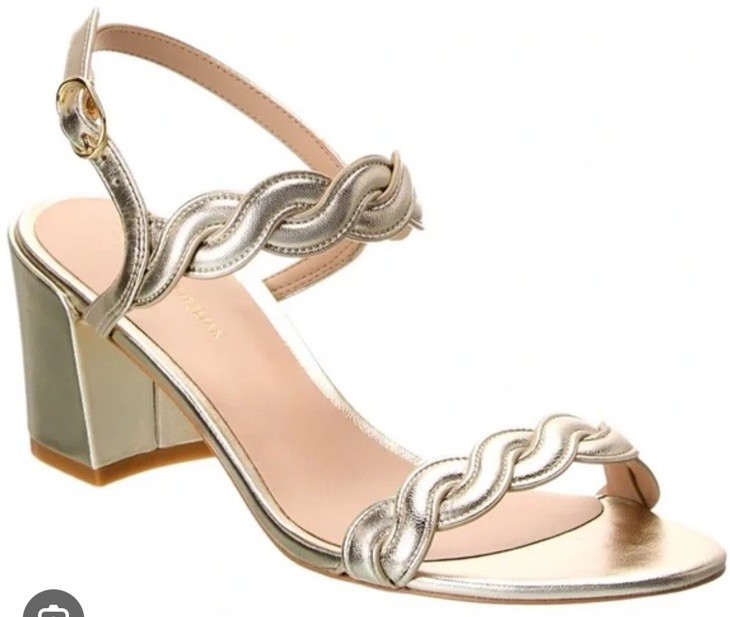New In Box! Stuart Weitzman Twistie Block Heeled sandals- Gold Size 9.5/40