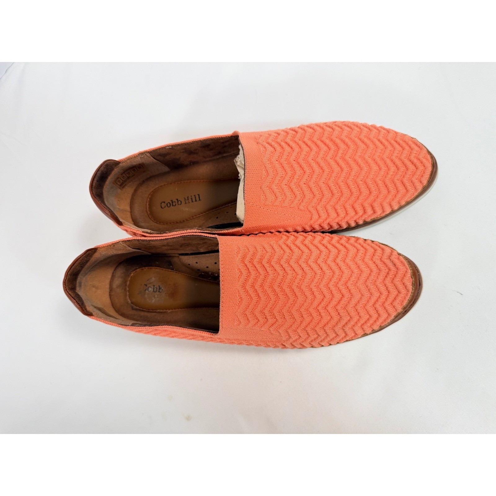 Cobb Hill Camryn Coral Orange Knit Chevron Slip On Loafers Womens 8 CI7750