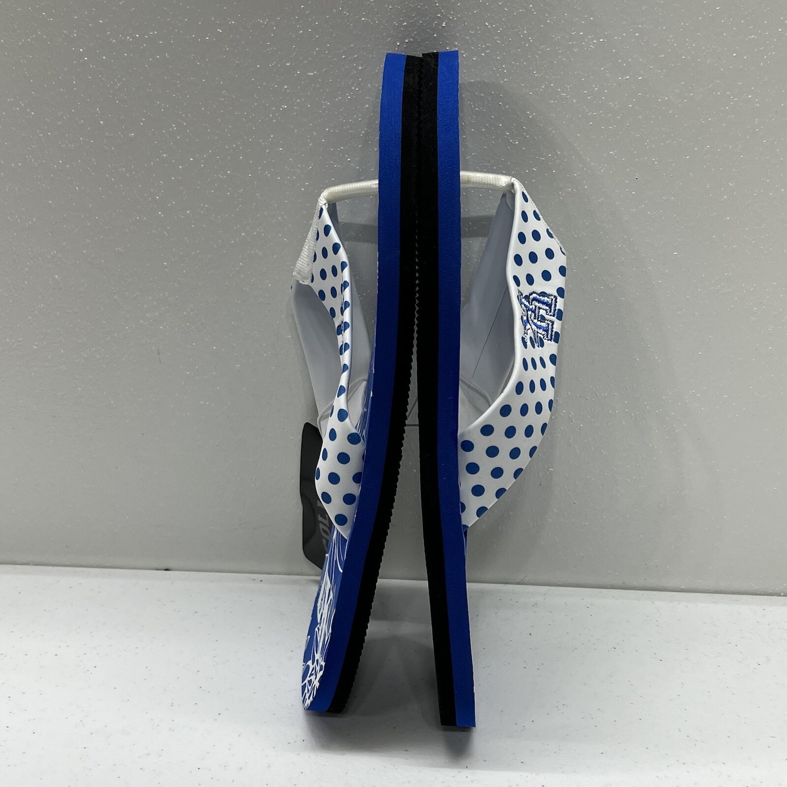 College Edition Women’s UK Blue And White Flip Flop Sandals – Size L 9/10