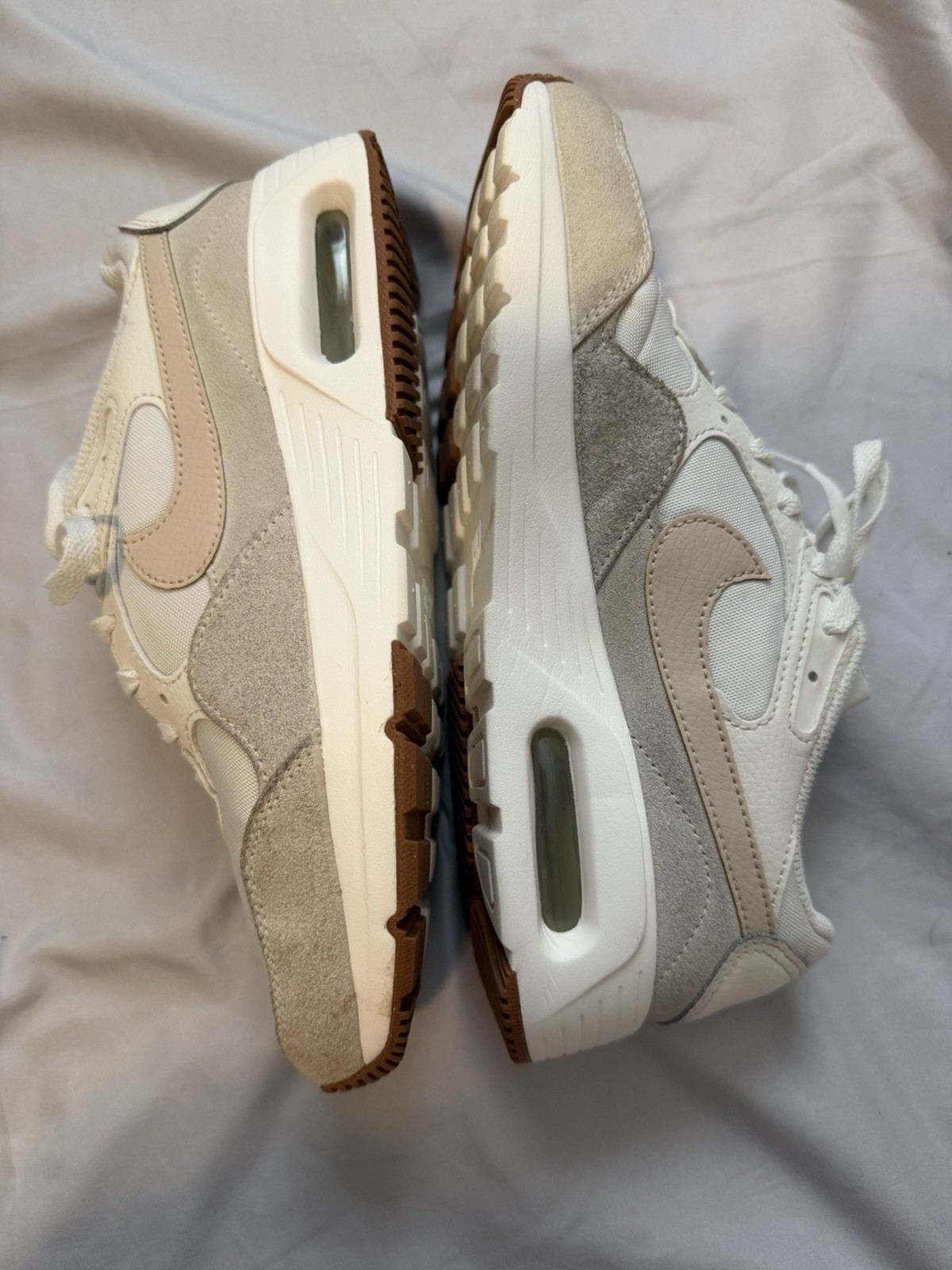 Nike Air Woman’s Low Top Lace-Up Sneakers, White Beige Activewear Casual