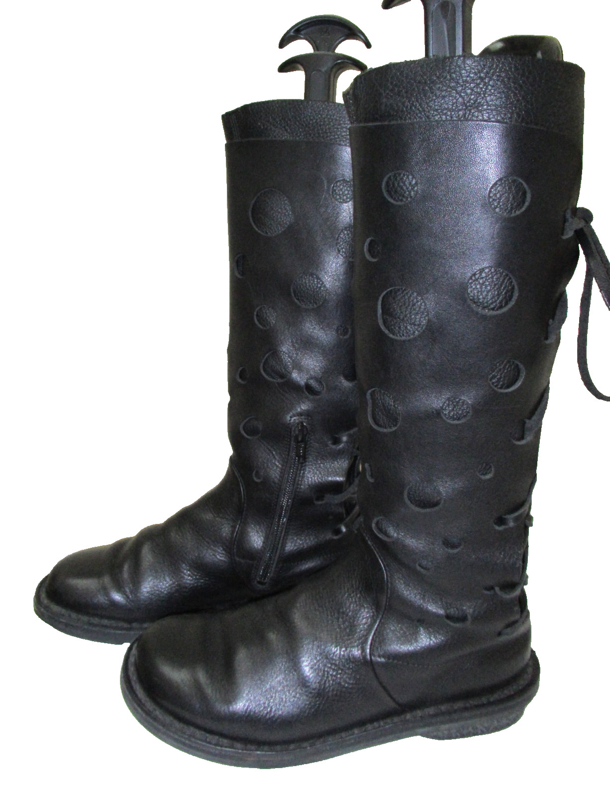 From Germany: TRIPPEN Black Leather Tall Boots w/Round Perforations, 37 (6 1/2)