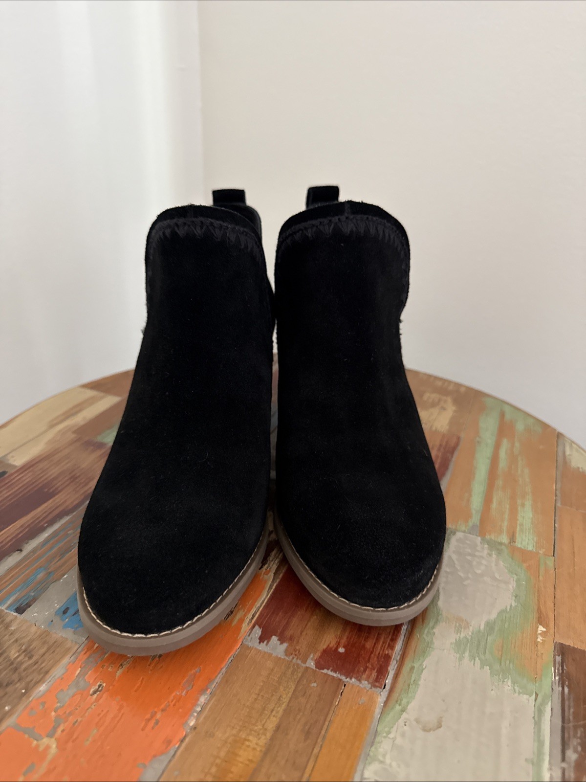 TOMS Women’s Kaia Wedge Bootie Black Suede Size 7