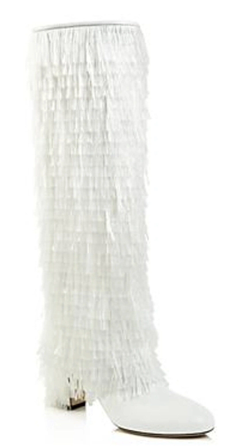 Jimmy Choo Magalie 65 White Fringed Boots Sizes 36.5 / 37 NEW WITH BOX
