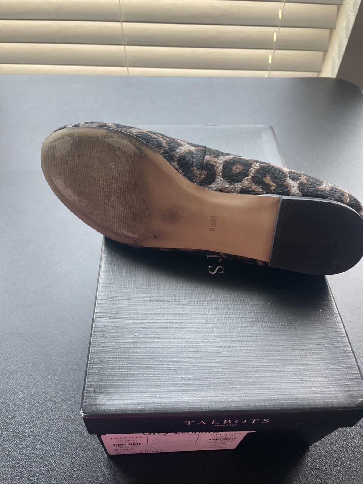 Talbots Grey Leopard Ryan Piping 8.5