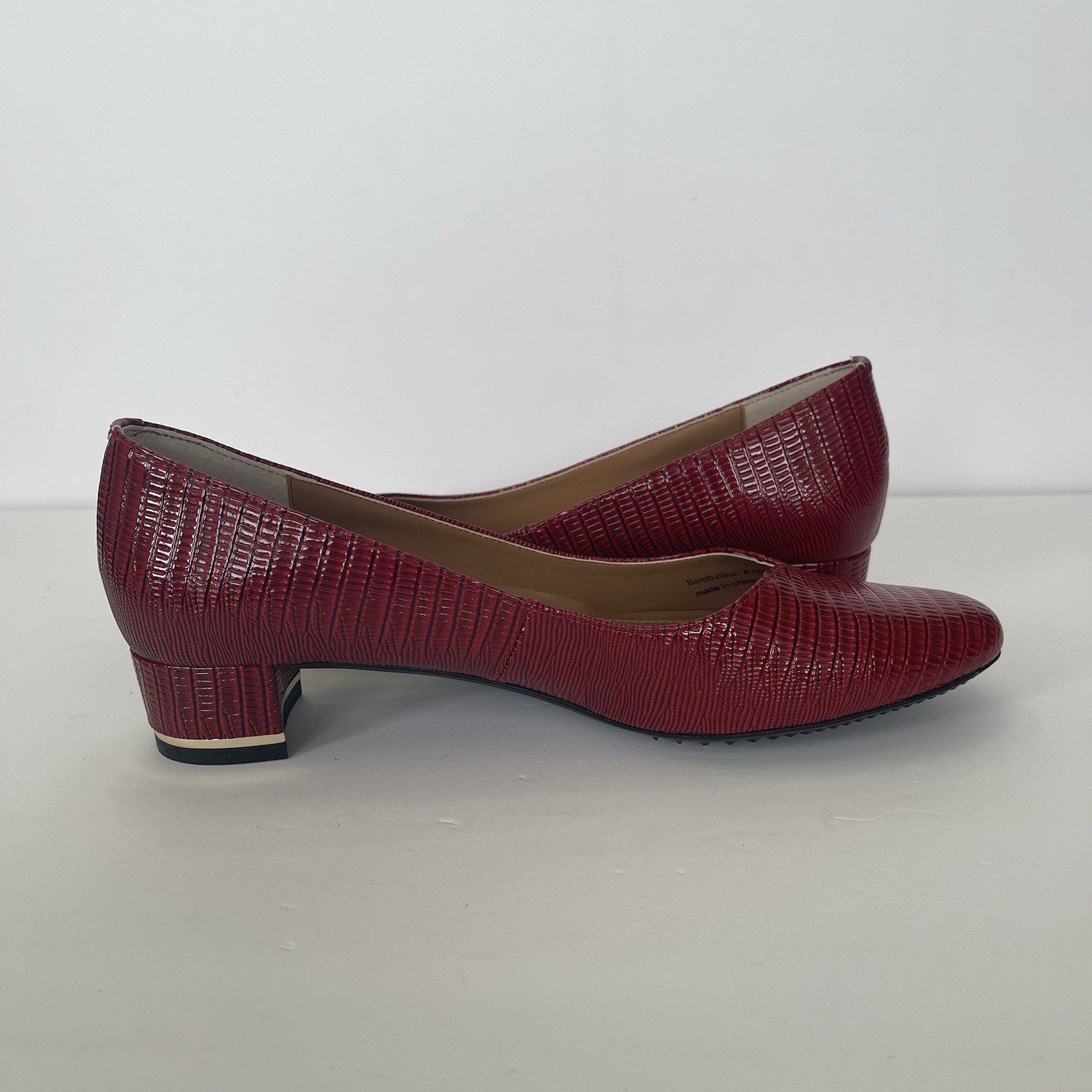 J. Renee Bambalina Lizard Print Red Patent Size 8.5 NEW Career Church Holiday