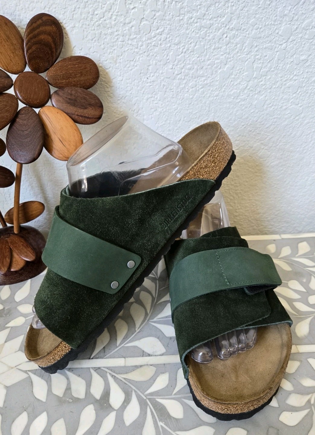 New Birkenstock Kyoto Thyme Nubuck/Suede Leather Adjustable Medium Width Sz 42