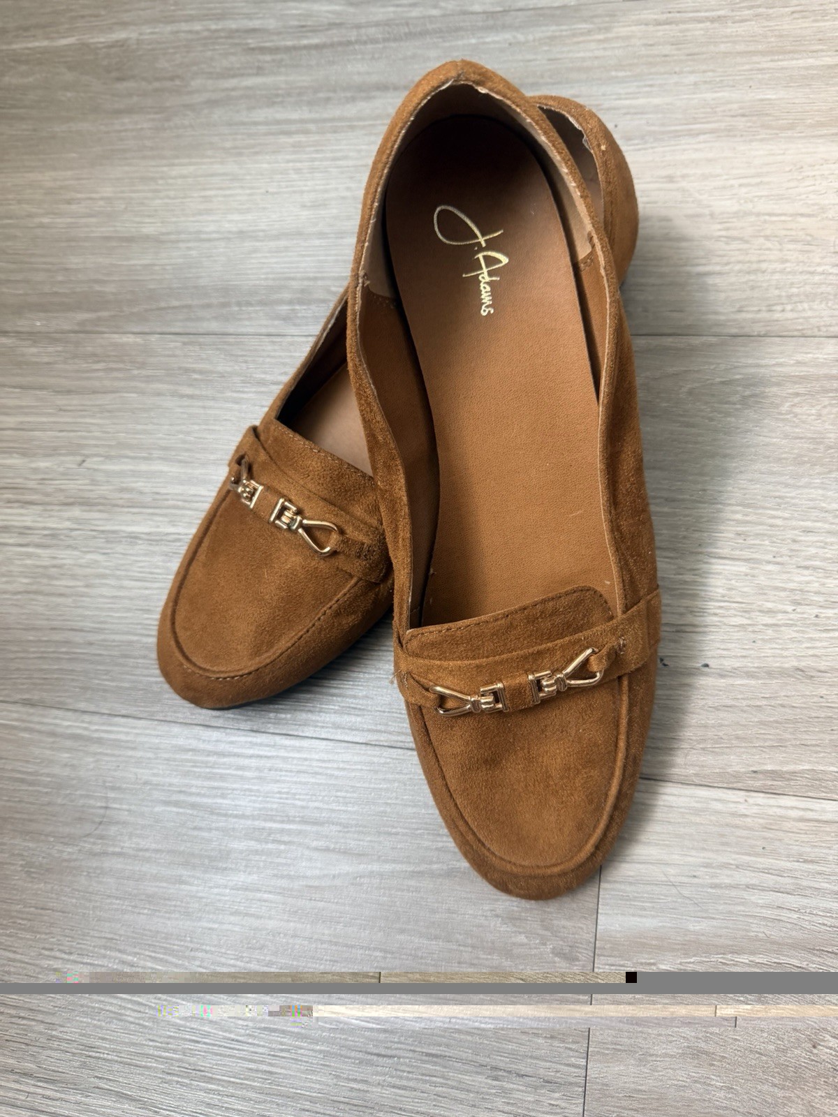Journee Collection Women’s Brown Suede Loafer Flats Gold-Tone Bit US 8.5
