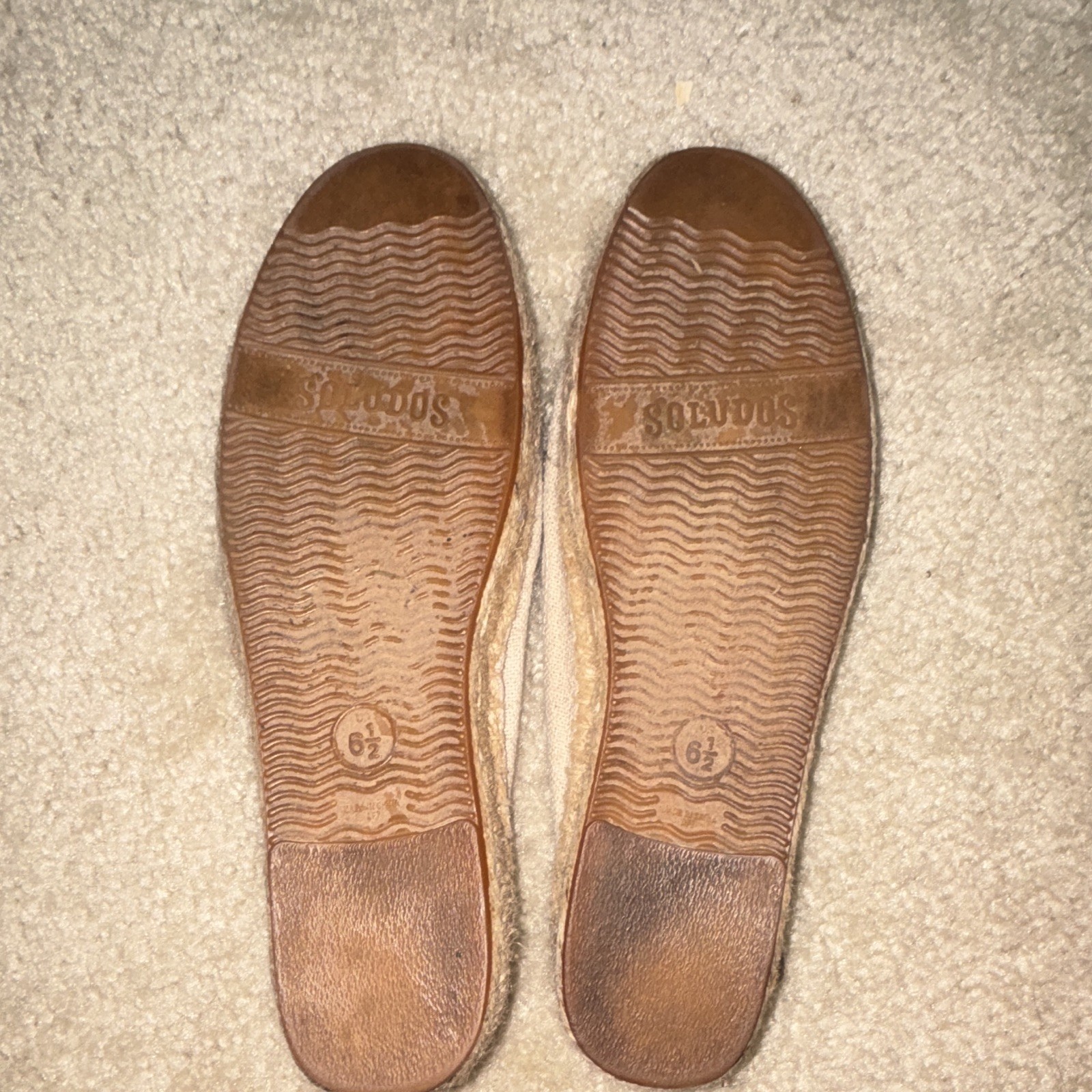 Soludos Women’s Beige Canvas Sushi Embroidered Slip-On Flats US 6.5