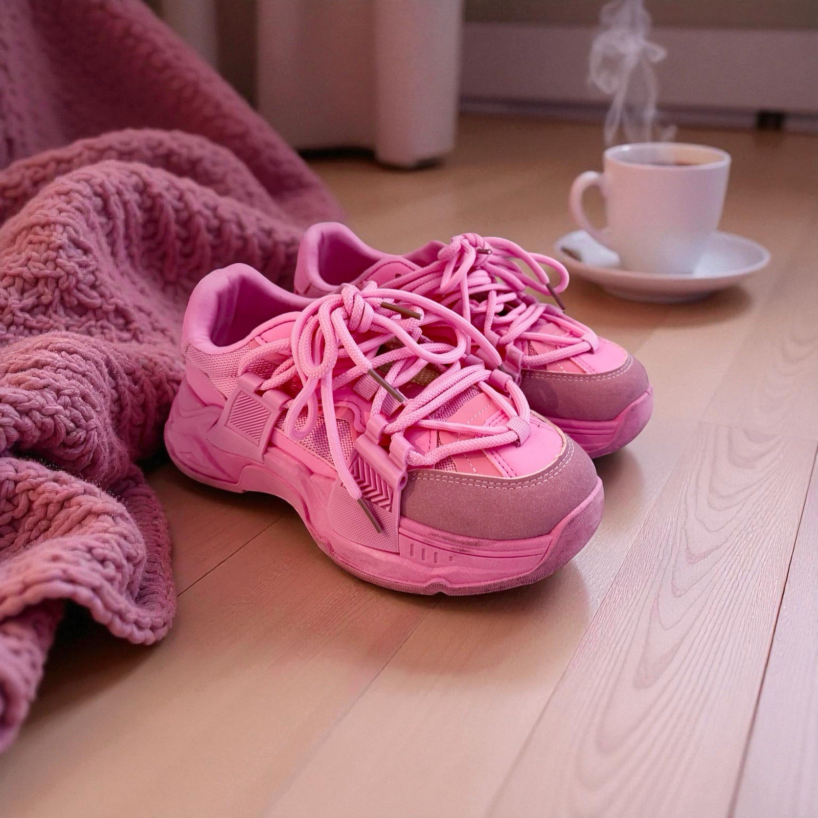OLIVIA MILLER PINK SNEAKERS SIZE 8 7.5 SPORTS WOMEN SHOES HIGH DESIGNER GIRLS