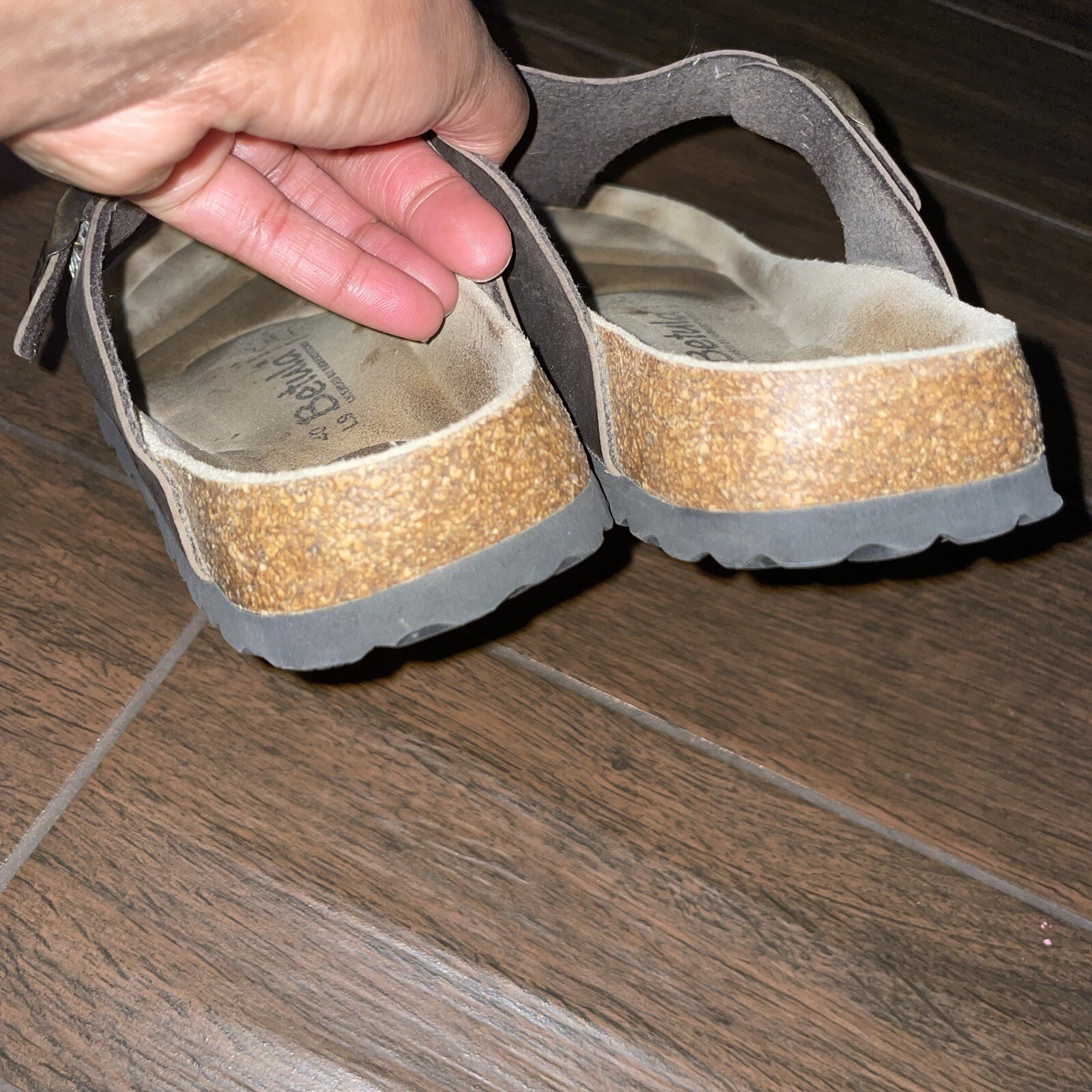 RARE Birkenstock Betula Gizeh Sandals 40 L9 Slides Bronze Metallic