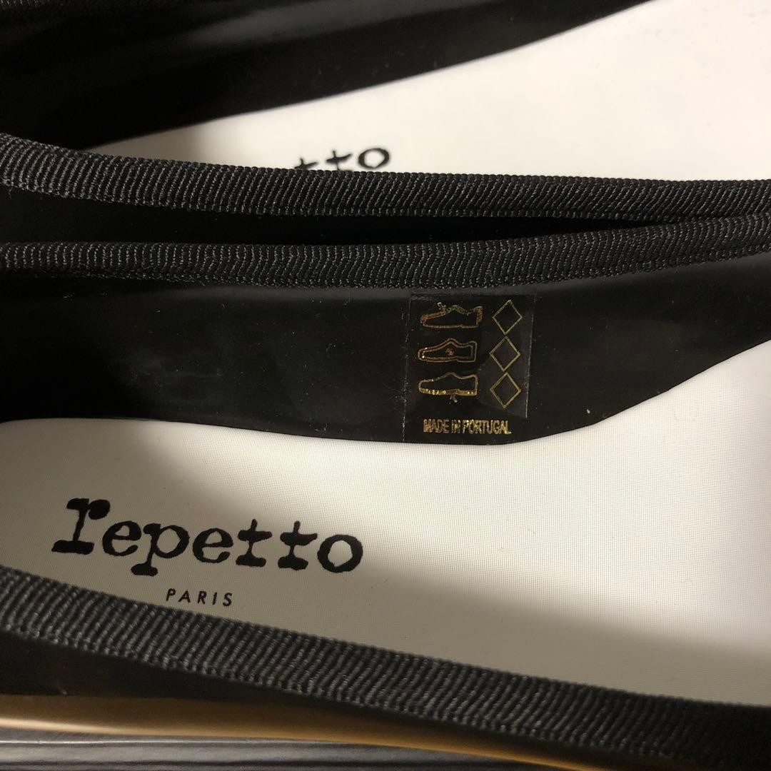 Repetto Cendrillon Black PVC Ballet Flats Bow FR38 EU38 24.0cm Rare