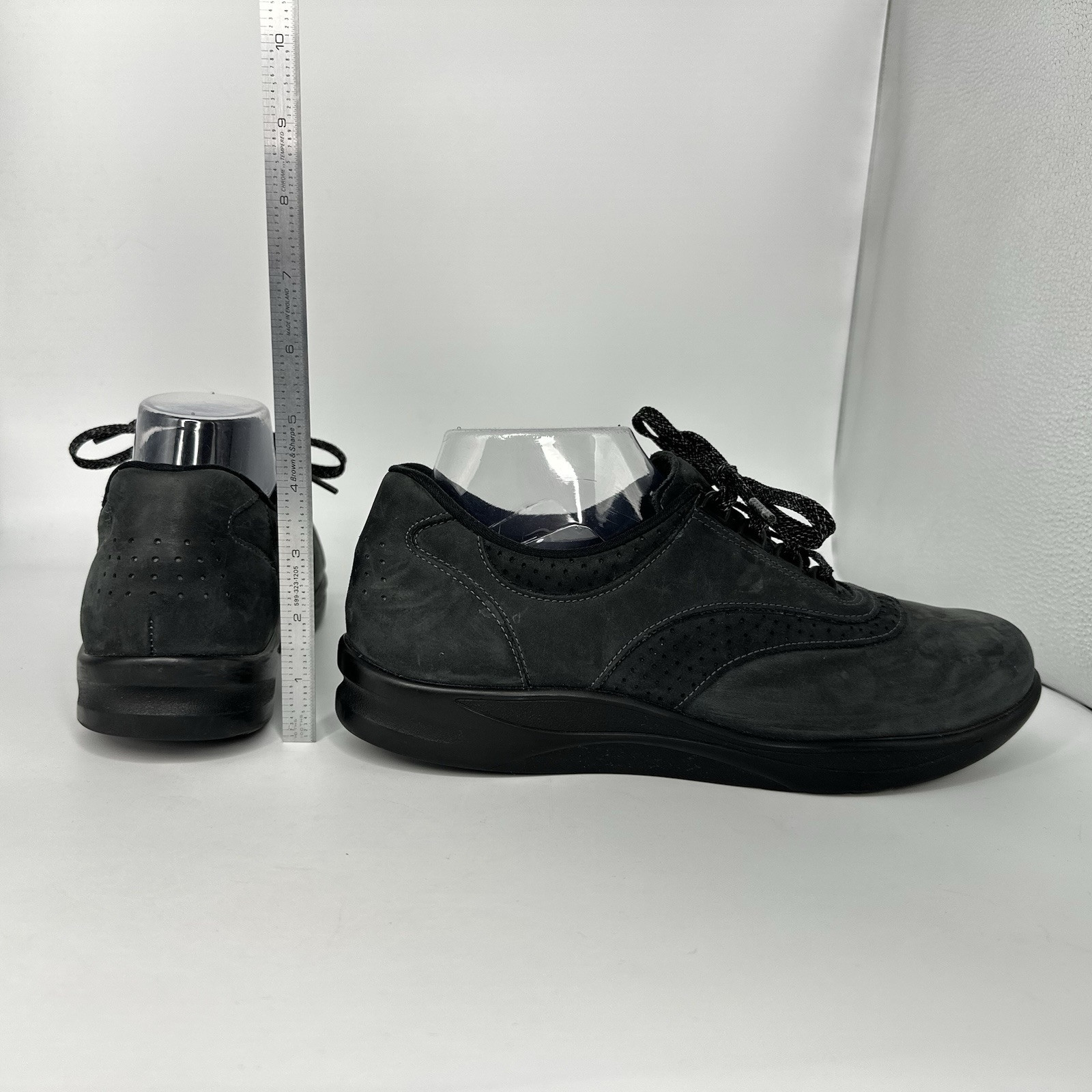 SAS-Walk Easy Nero Black Nubuck Leather Walking Shoes Women 10 N