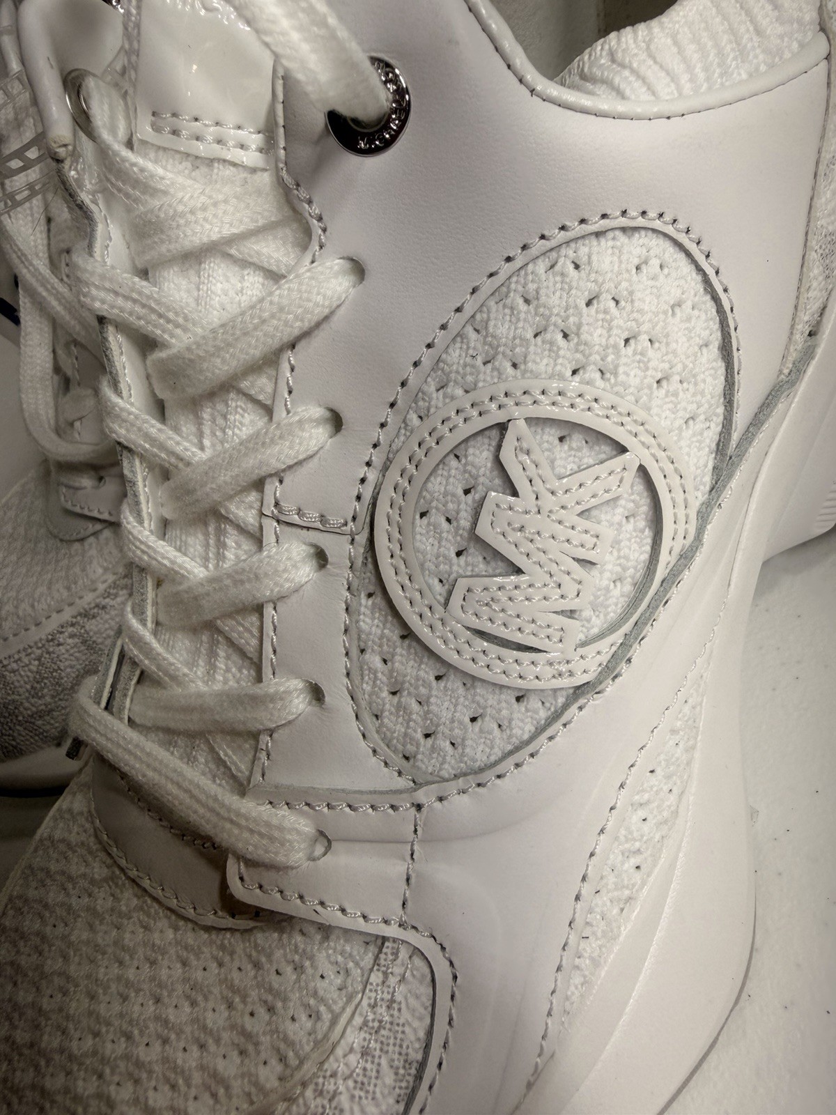 Michael Kors Zuma Knit Trainer Size 7 White MK Logo