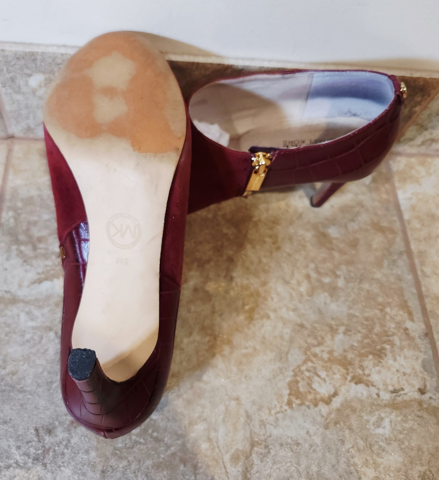 Michael Kors | Women’s 8 M Sammy Merlot Suede 3.25″ Heels Zip Ankle Booties EUC