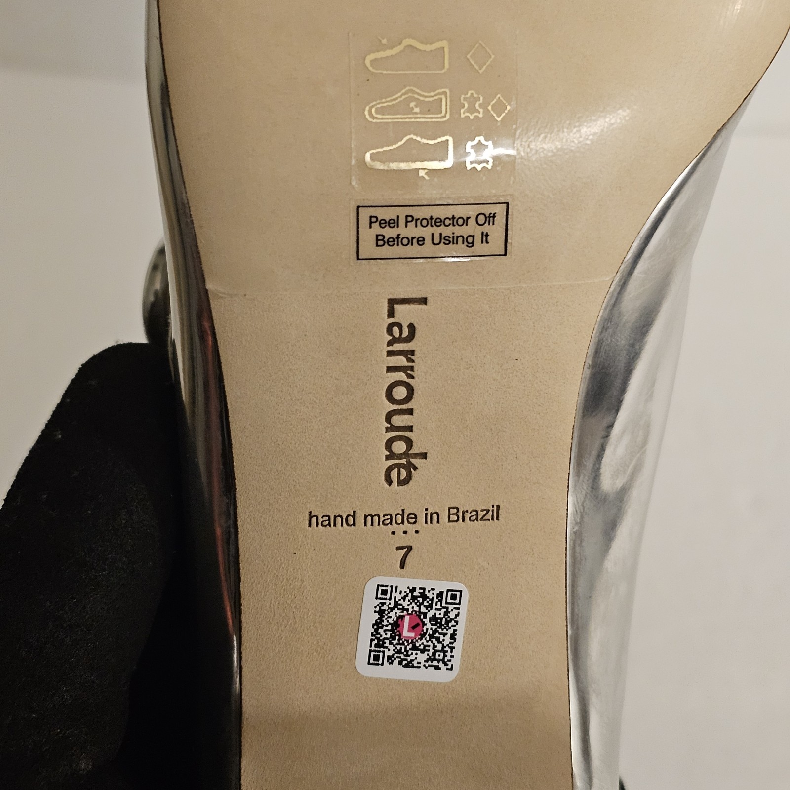 Larroude Blair Block Pump Mary Jane Women’s Mirror Silver Specchio Size 7