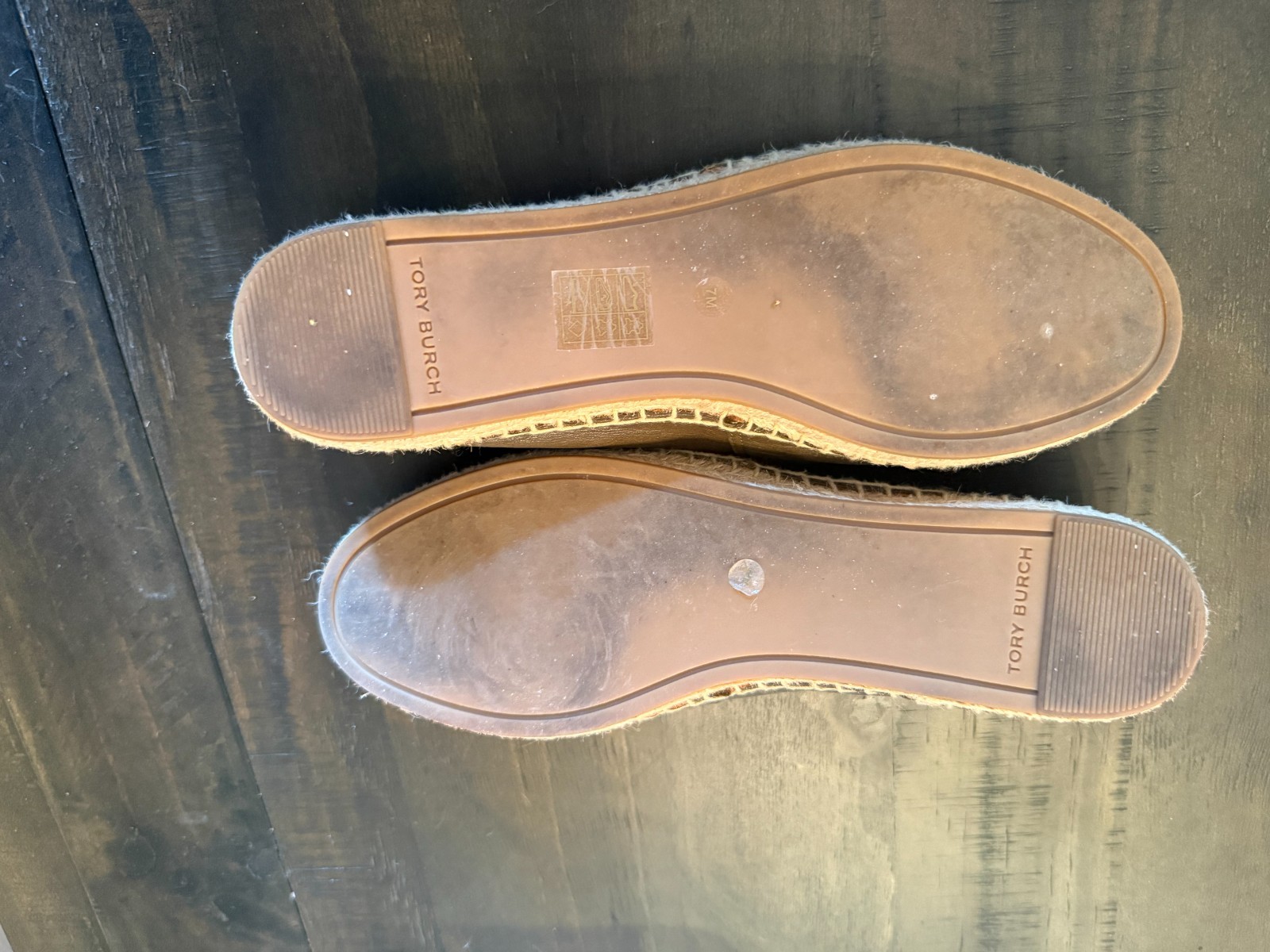 Tory Burch Women’s Green Leather Eleanor Tonal Logo Espadrilles Shoes Size 7