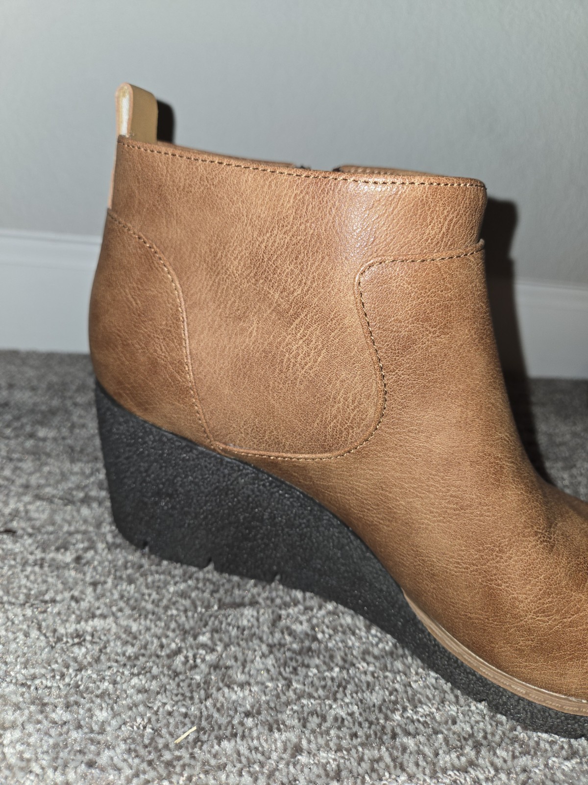 Dr. Scholl’s Bianca Brown Leather Ankle Bootie Zip Wedge Round Toe US 10M