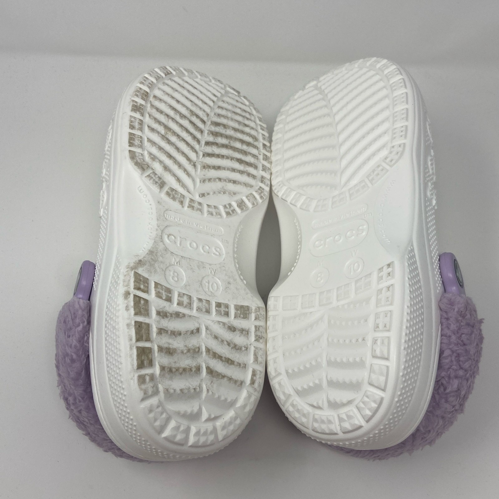 Crocs Baya Lined Fuzz Strap White/Lavender M8/W10
