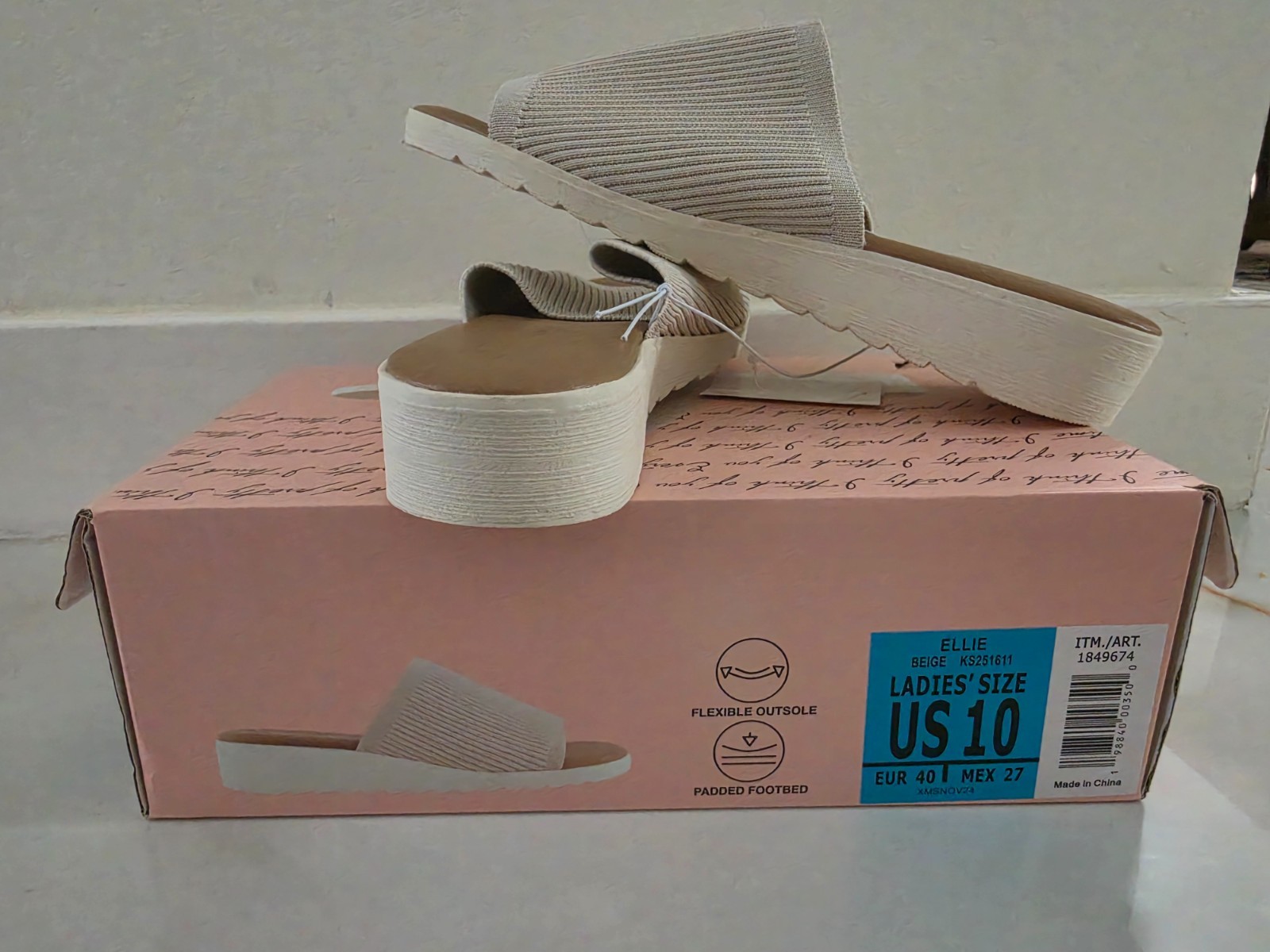 Kensie Beige Women’s Sandal Heels Fabric Knit Upper US 10 EU 40 New Box